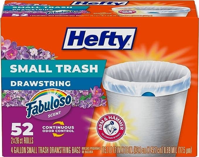  Color Scents - Tall Kitchen Trash Bags, Drawstring - 13 Gallon  Trash Bags, 100 Bags - Scented Garbage Bags, White Bag in Lavender + Sage  Scent (1 Pack of 100 Count) : Health & Household