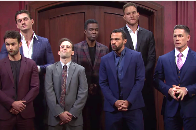 A group of men standing around