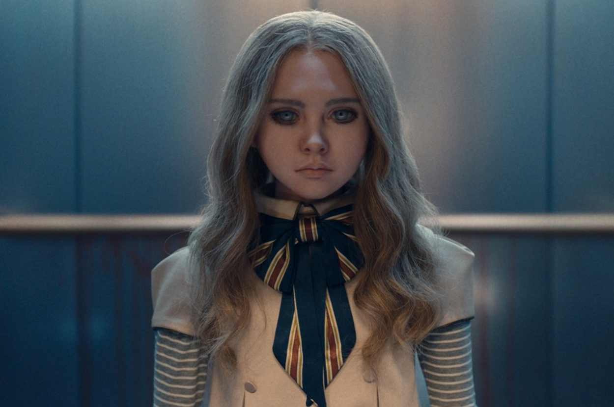 M3GAN staring stoically ahead