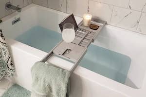 grey lap organizer for the bath