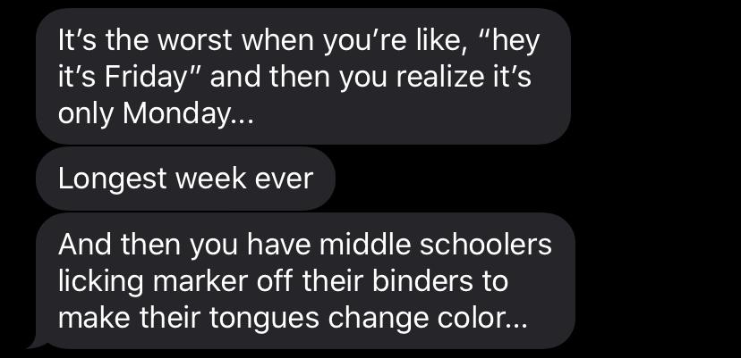Teacher talks about middle schoolers licking marker off their binders to make their tongues change color