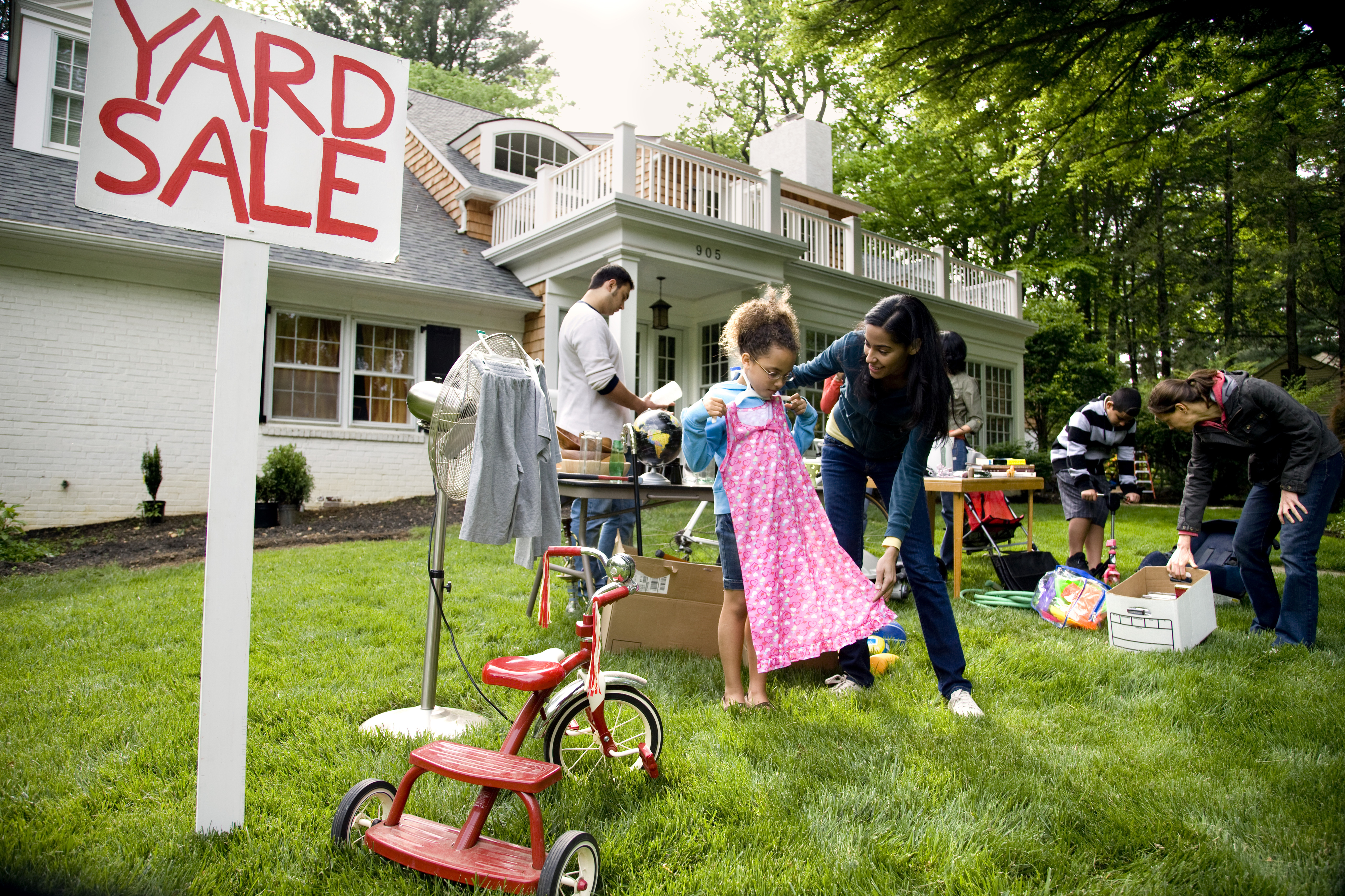 family having a yard sale