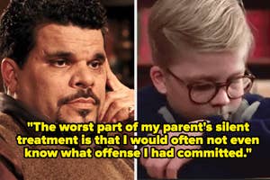 matilda's dad yelling at her captioned "Act like my very existence is burdening them"