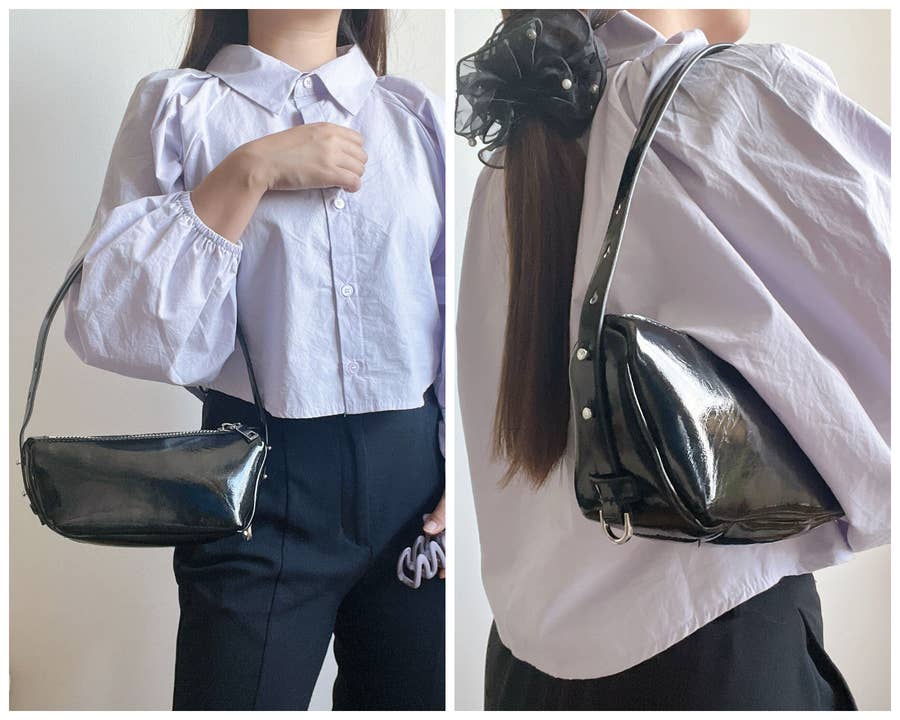 黒 本革アシンメトリーショルダーバッグ 美品 お値下げ
