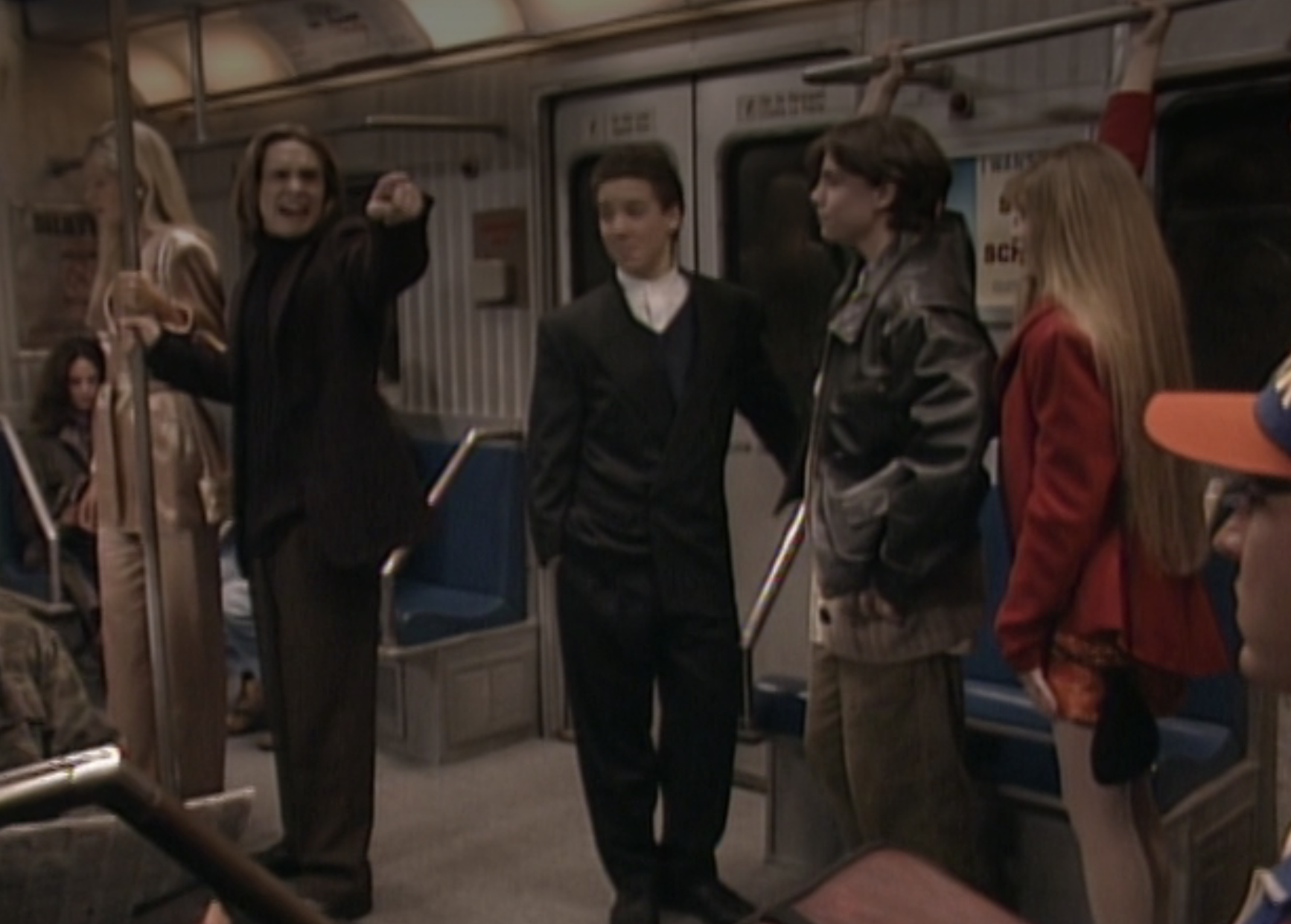 The cast in the subway scene