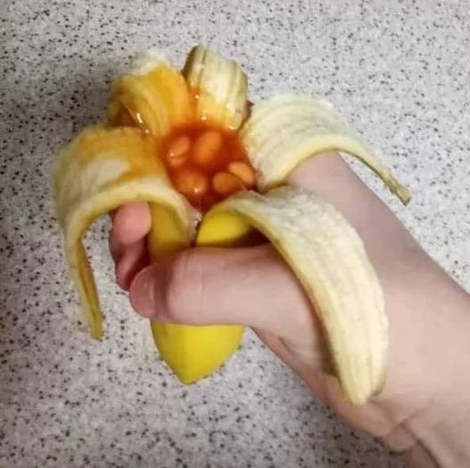 Beans in a banana