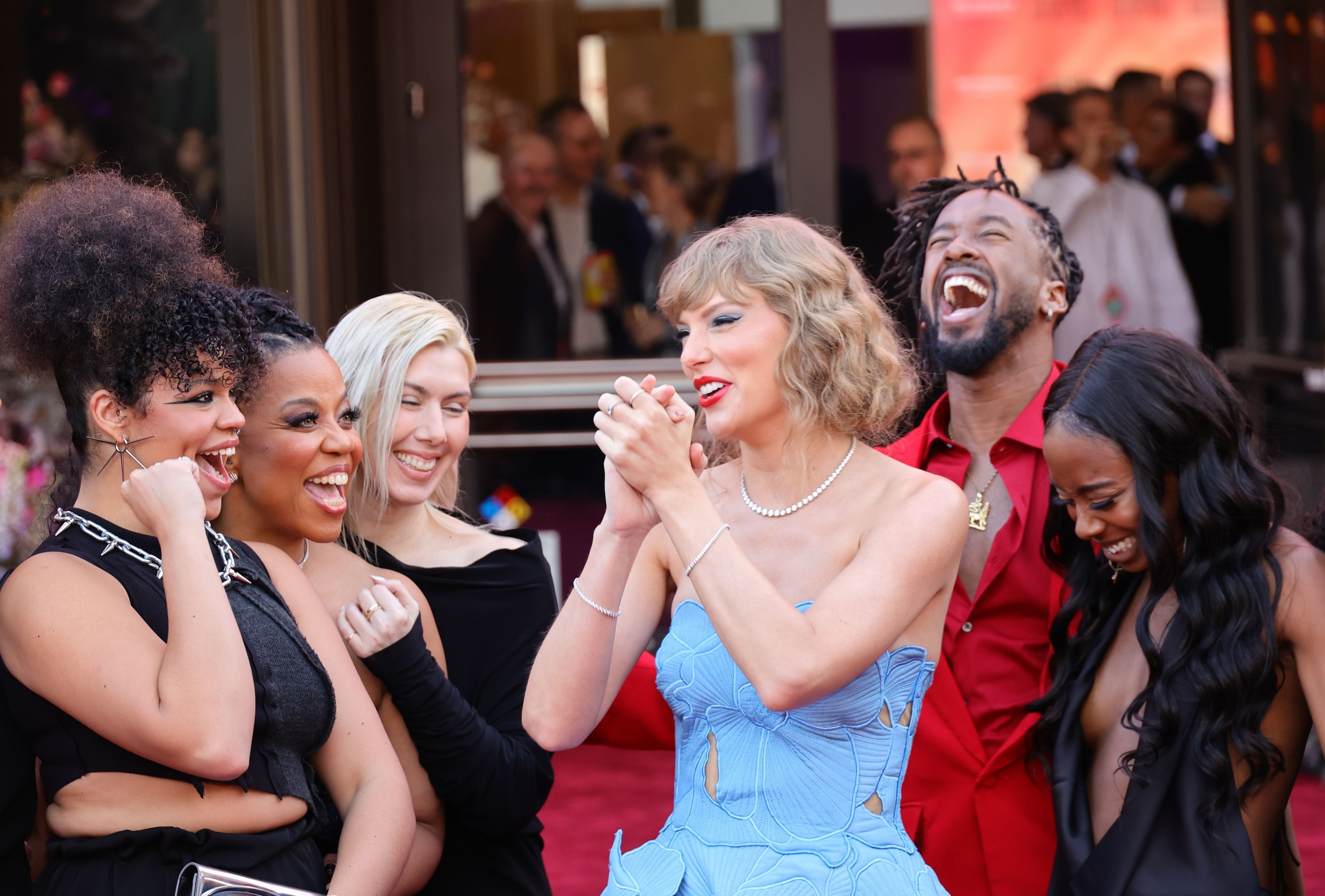 Taylor with some of her tour crew