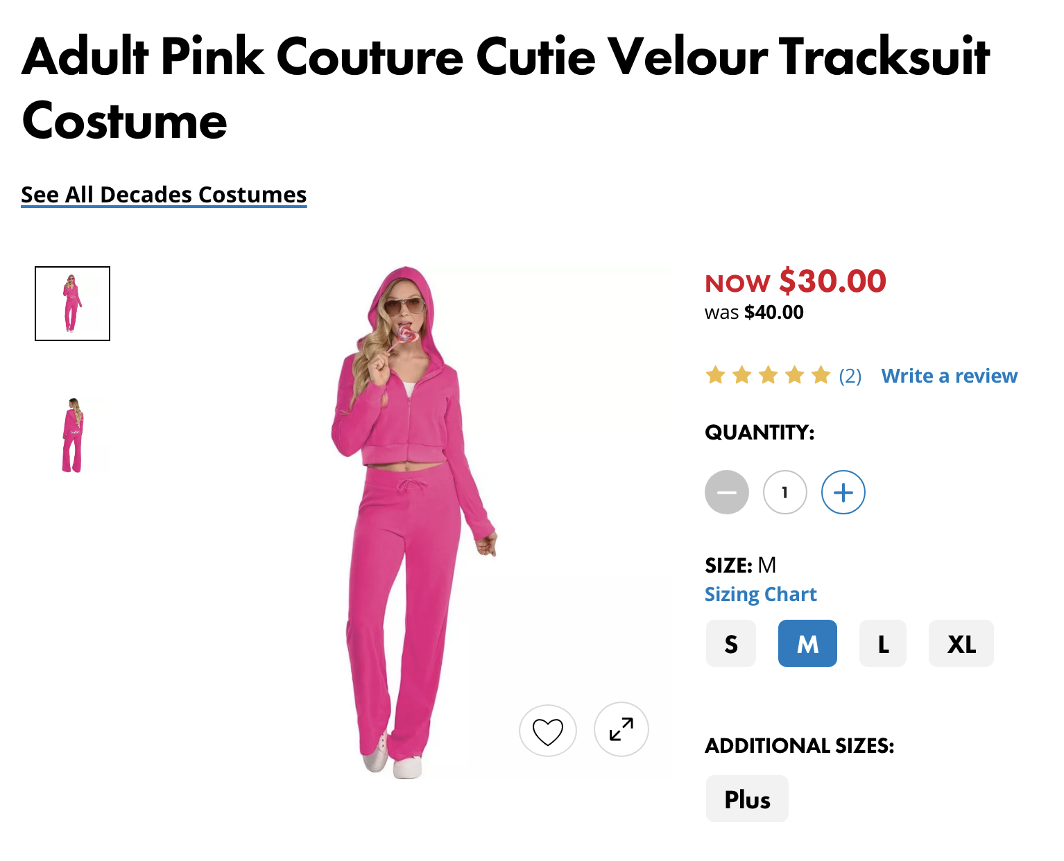 &quot;Adult Pink Couture Cutie Velour Tracksuit Costume&quot;