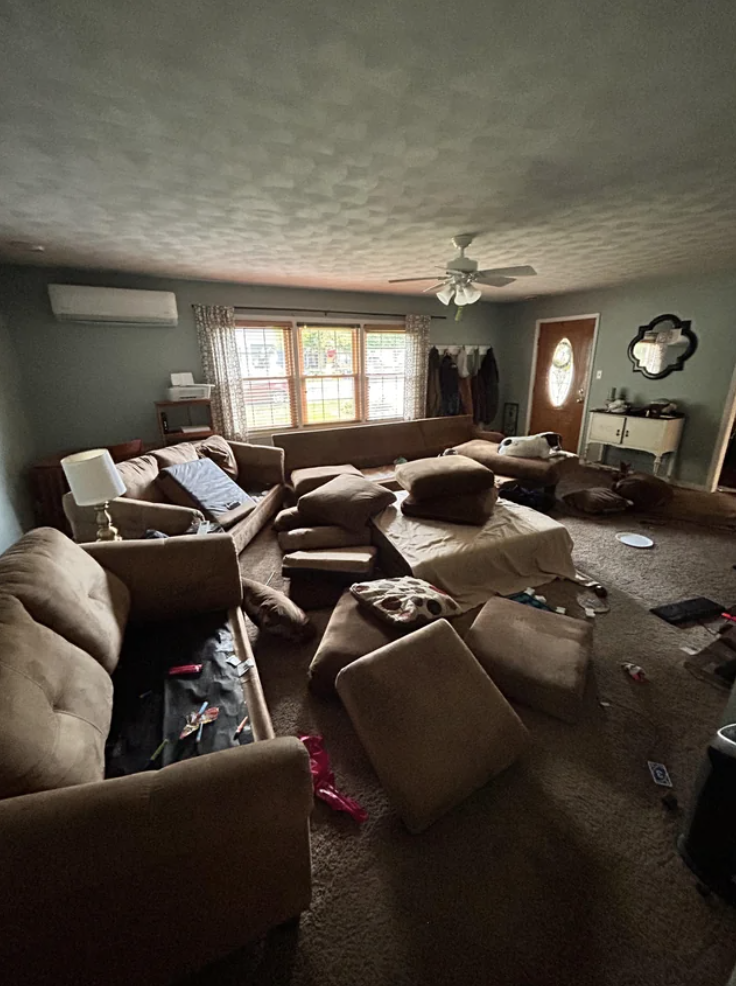 a destroyed living room