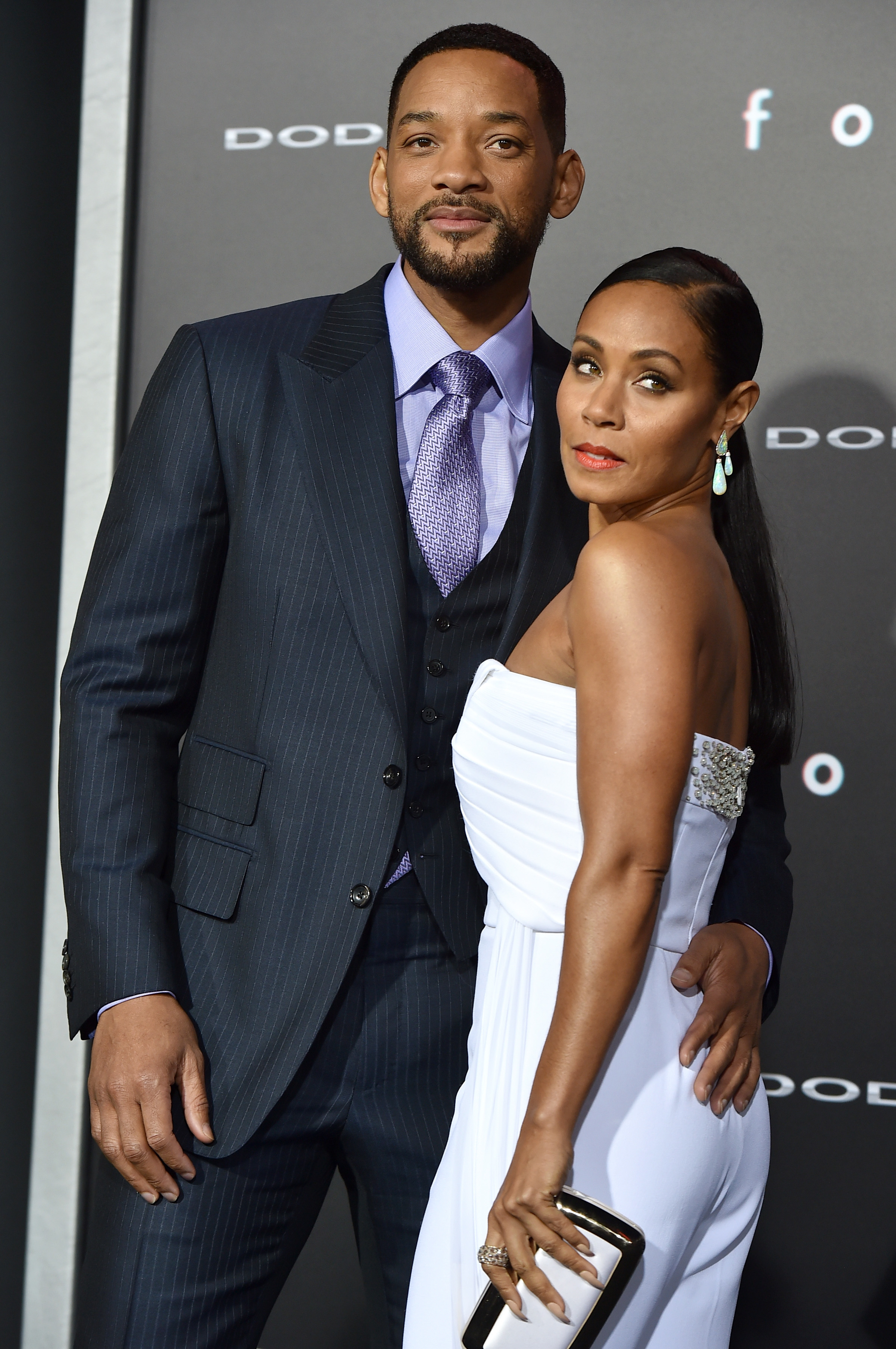 Close-up of Will and Jada at a media event