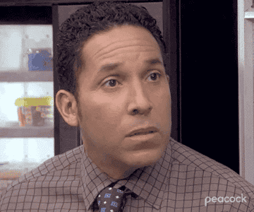 Oscar Nunez looking shocked on "The Office"