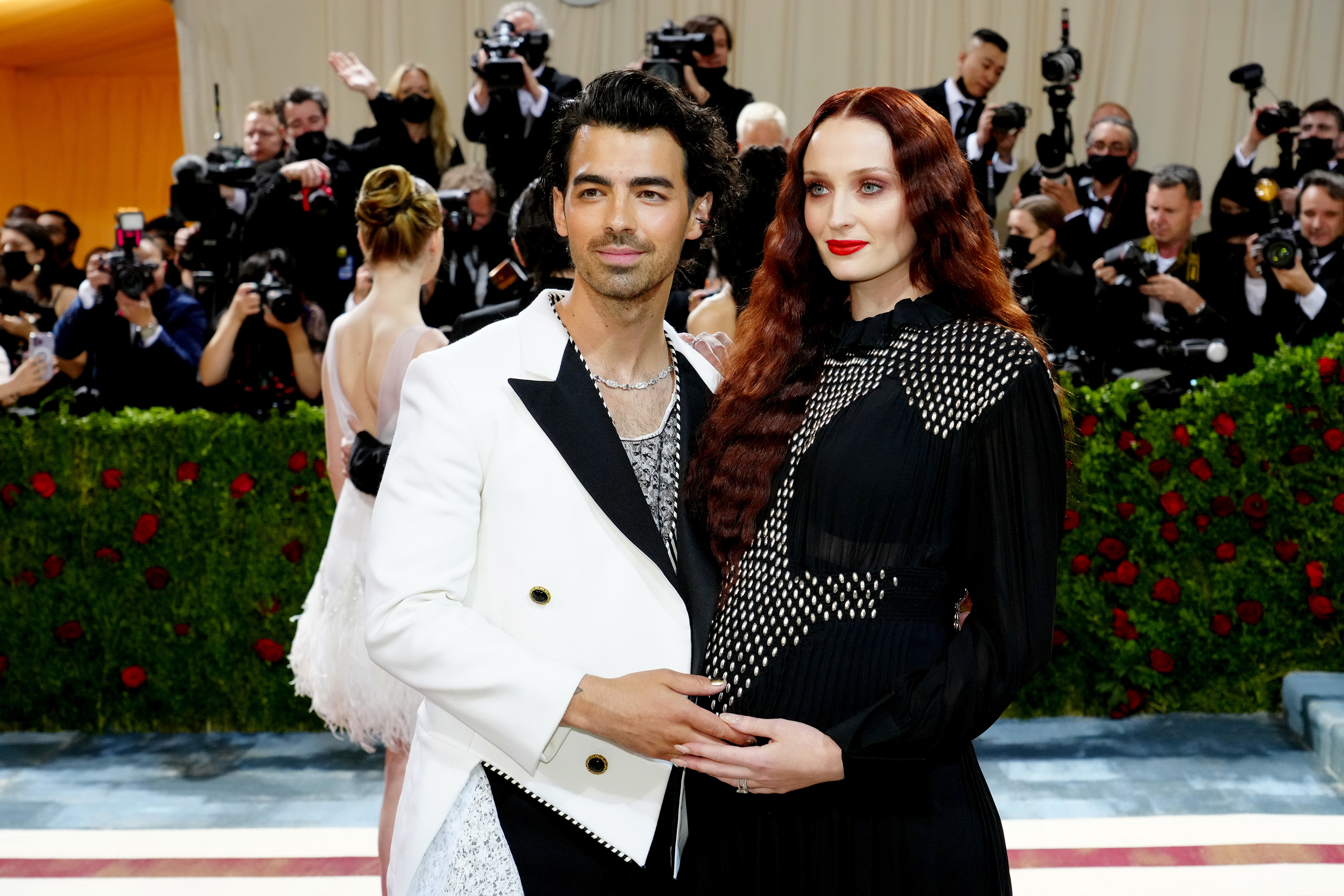 Close-up of Joe and Sophie at a media event