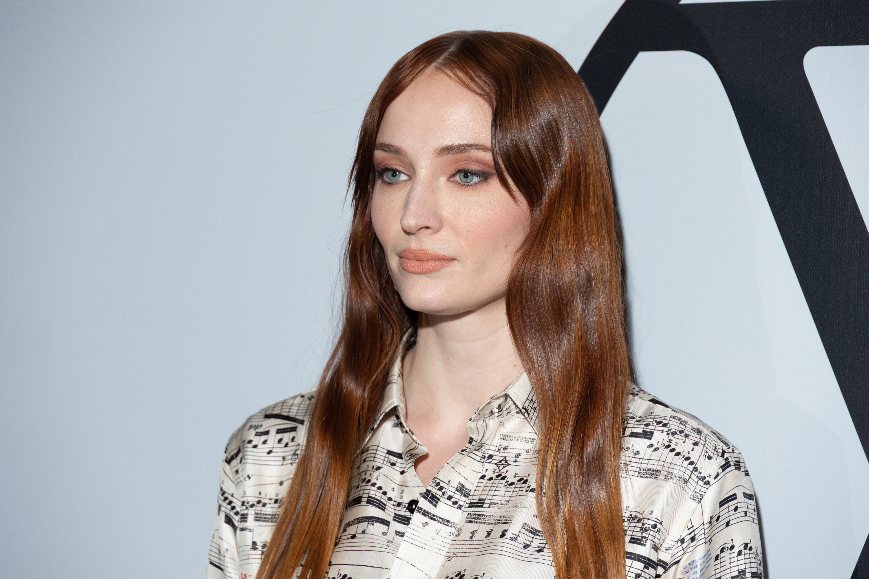 Close-up of Sophie at a media event