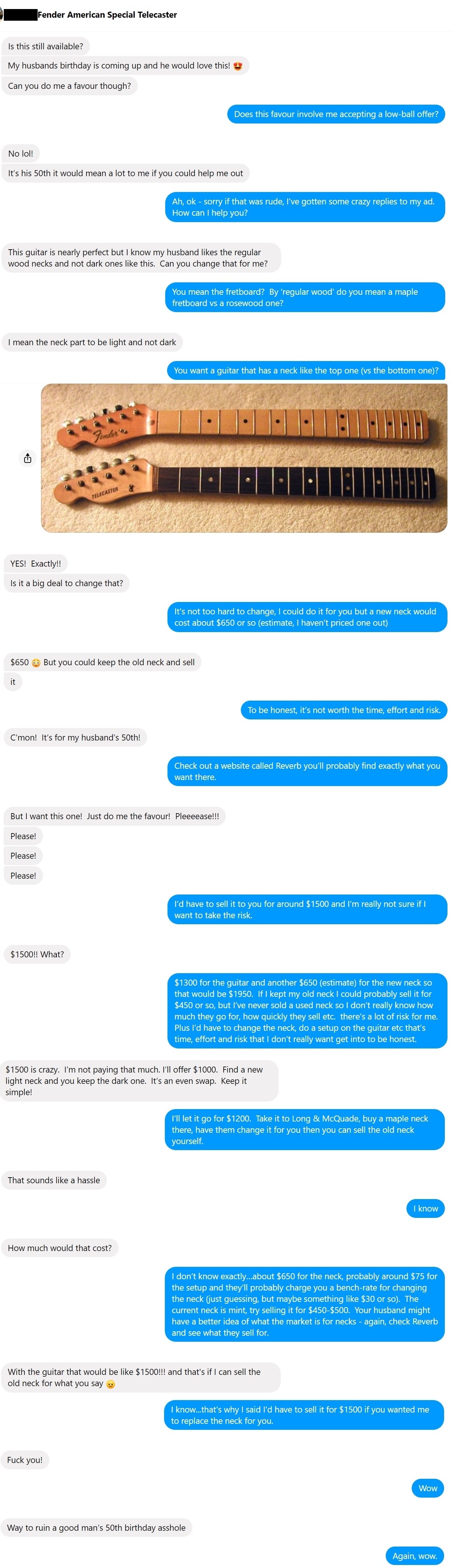 "Way to ruin a good man's 50th birthday asshole"