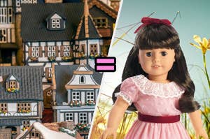 A playset village and an American Girl doll