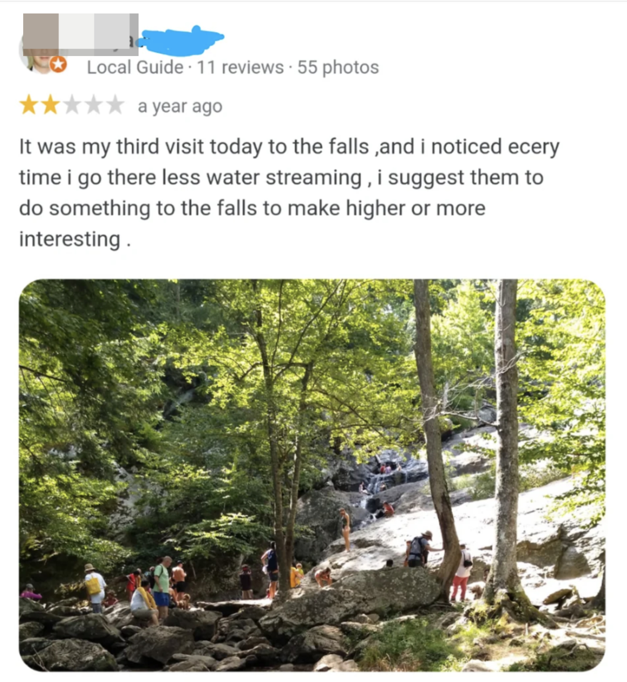 &quot;i suggest them to do something to the falls to make higher or more interesting .&quot;