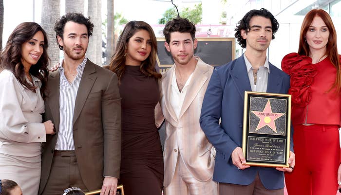 Danielle Jonas, Kevin Jonas, Priyanka Chopra, Nick Jonas, Joe Jonas, and Sophie Turner