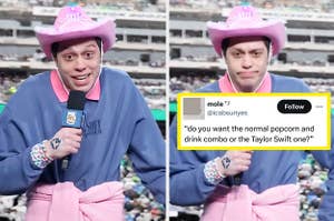 Pete Davidson dressed as a Taylor Swift fan on SNL