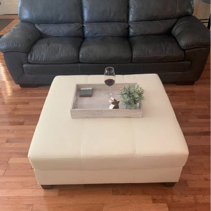 reviewer image of the white ottoman