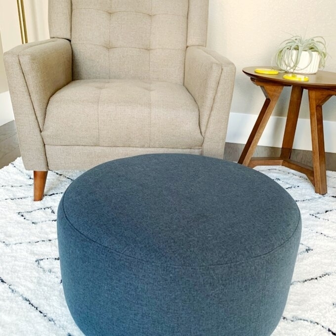 the blue ottoman in a reviewer&#x27;s home