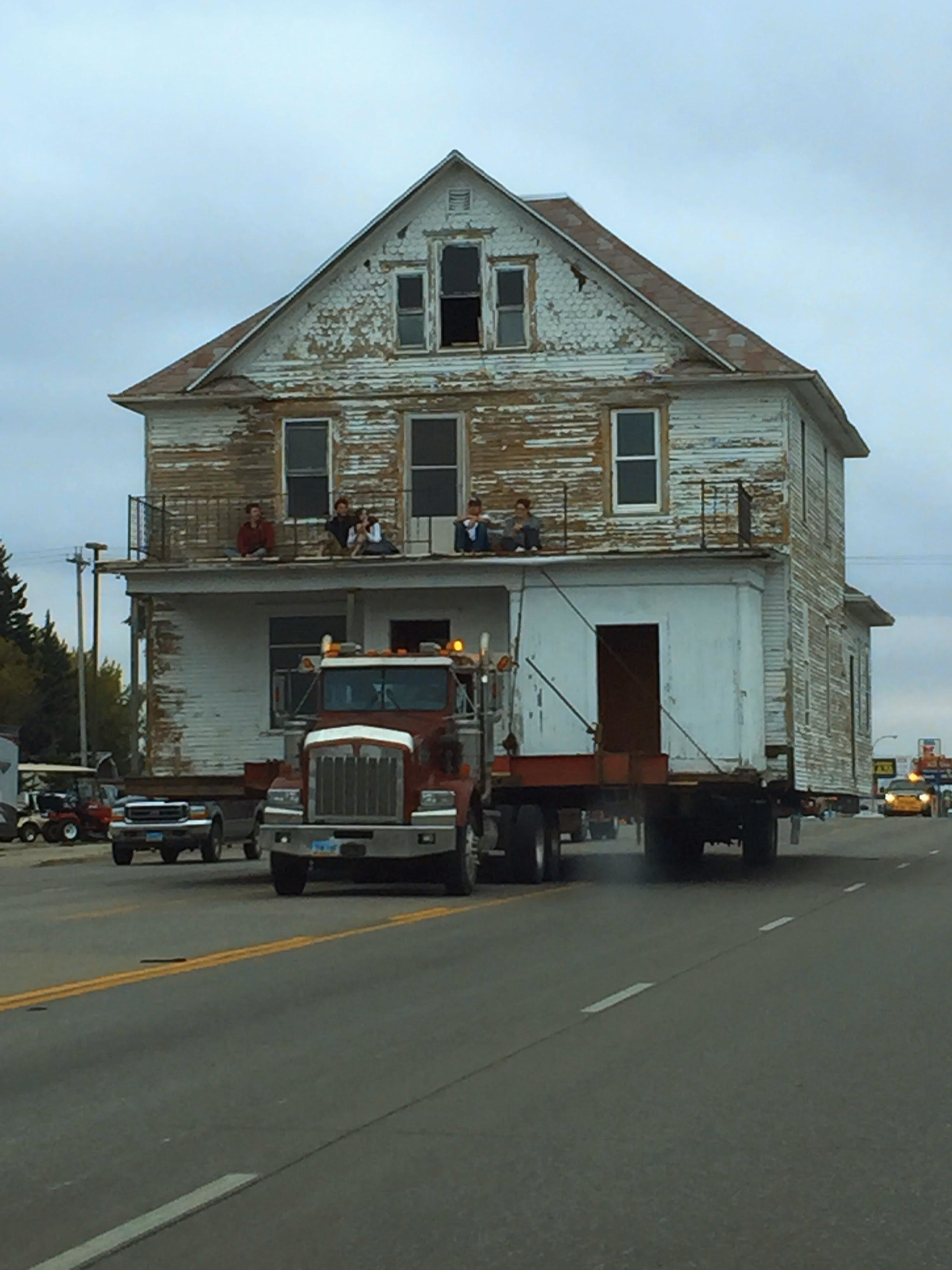 a house on a truck