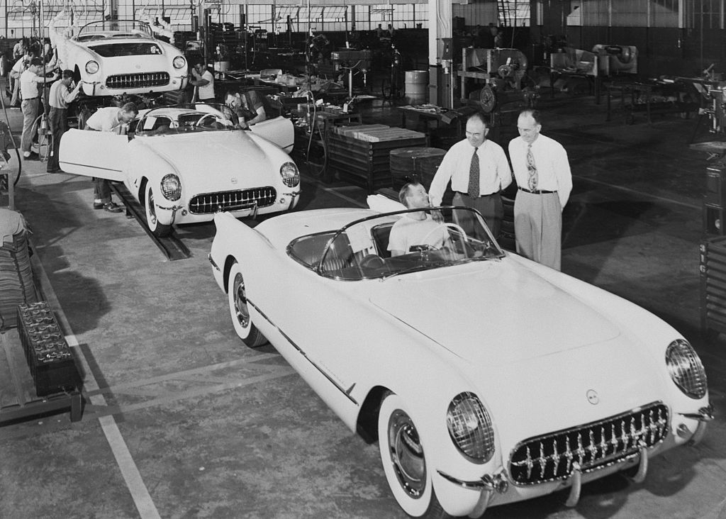 Old Corvettes in a factory