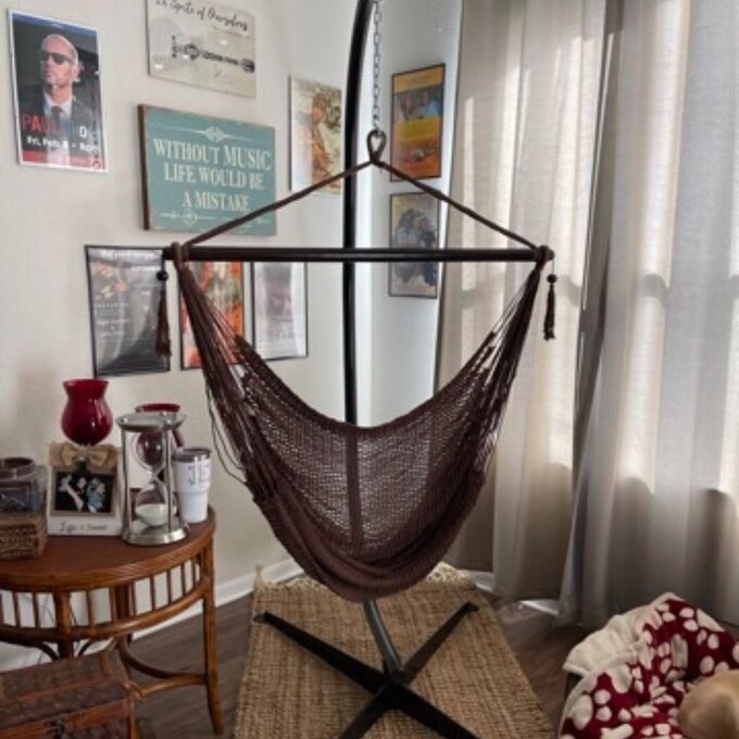 The chair hammock in a reviewer&#x27;s home