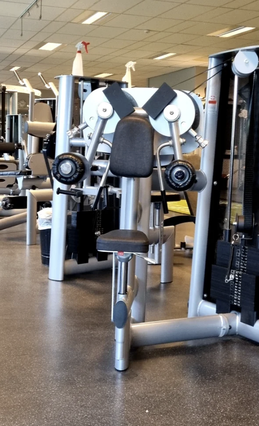A workout machine with a mad face