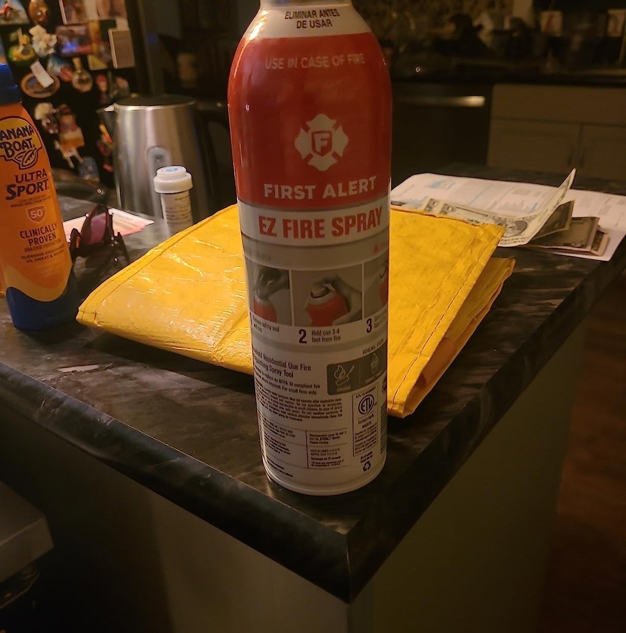 a reviewer photo of the can on a kitchen counter