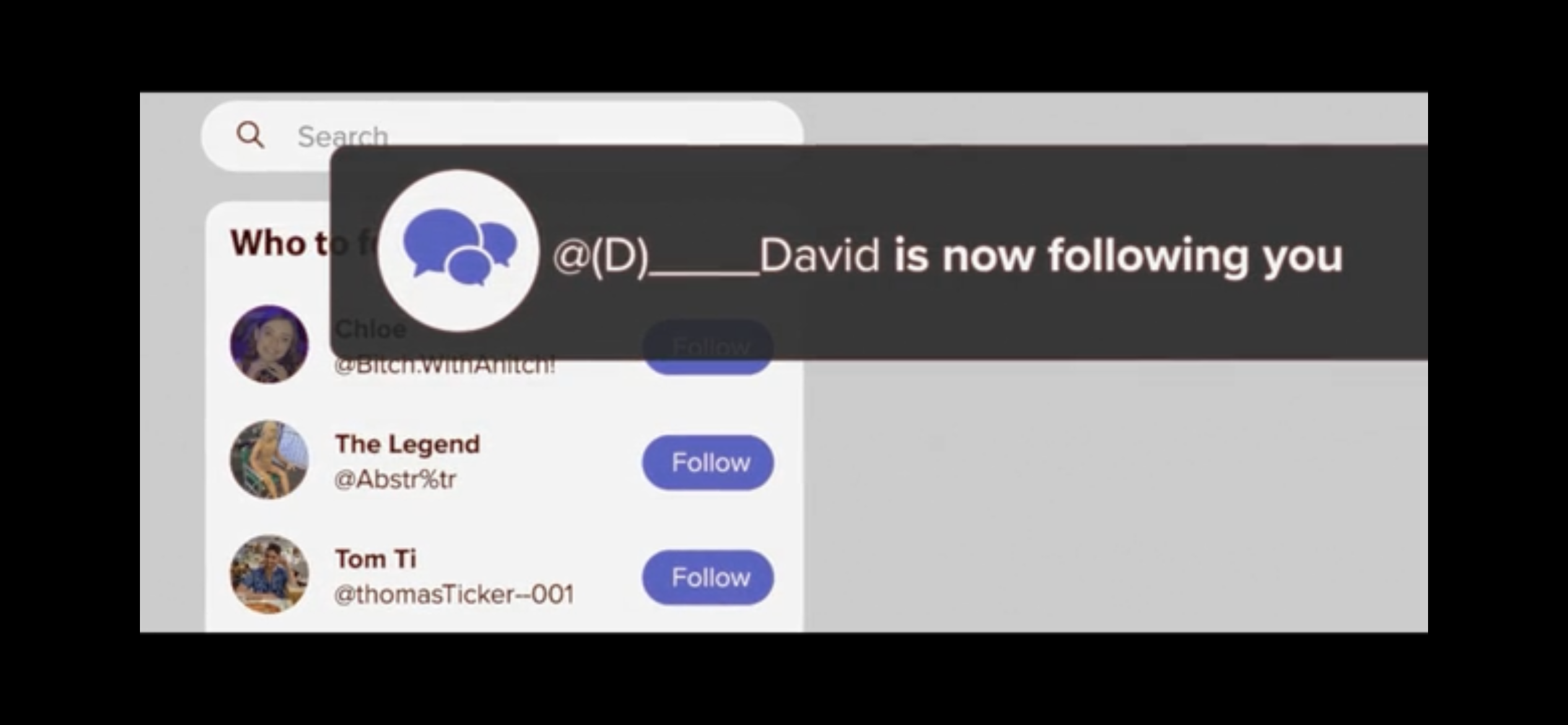 Notification: &quot;@(D)__david is now following you&quot;