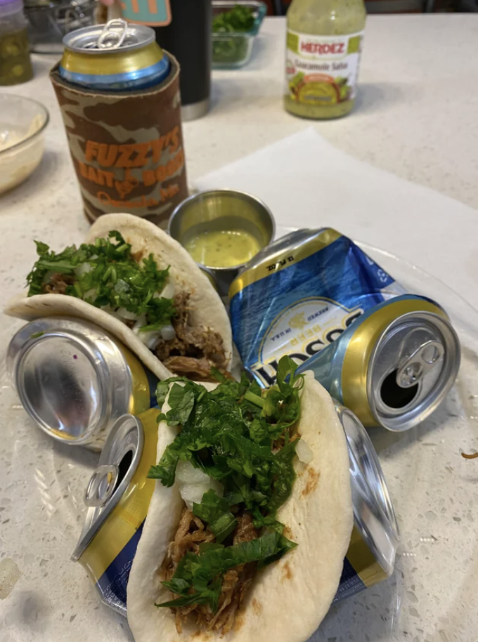 a beer can taco stand