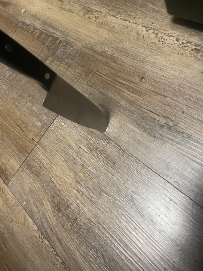 a knife in the floor