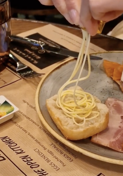 pasta on bread