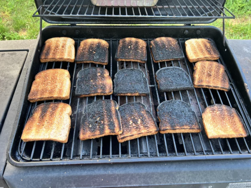 burnt toast on a grill