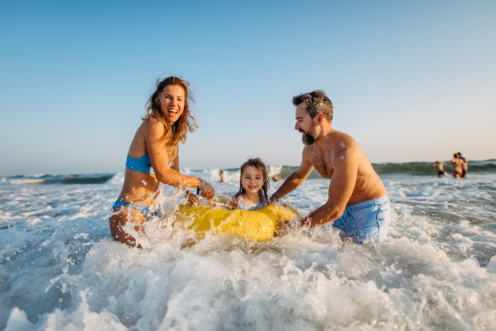 A family at the beach