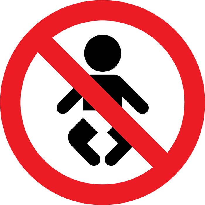 No babies allowed sign