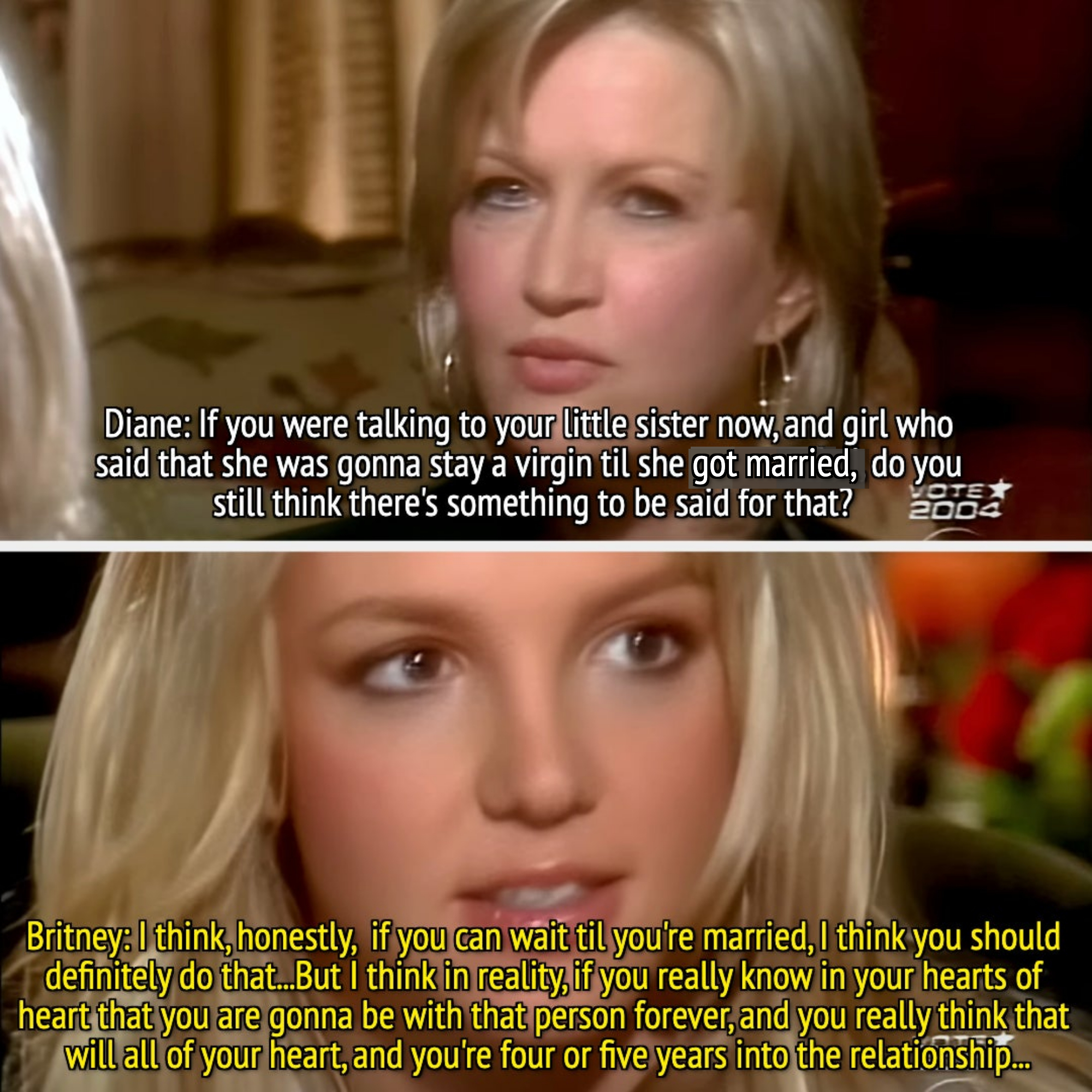 closeup of diane and britney during the interview