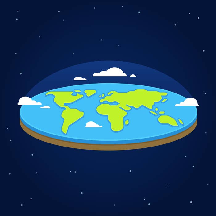 graphic of a flat earth in a dome in space