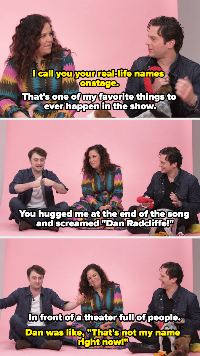 Daniel, Lindsay, and Jonathan playing with puppies and answering questions