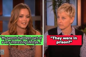 Ellen making Leighton Meester talk about when her parents were in prison