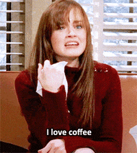 Gif of Rory crying and explaining &quot;I love coffee&quot;