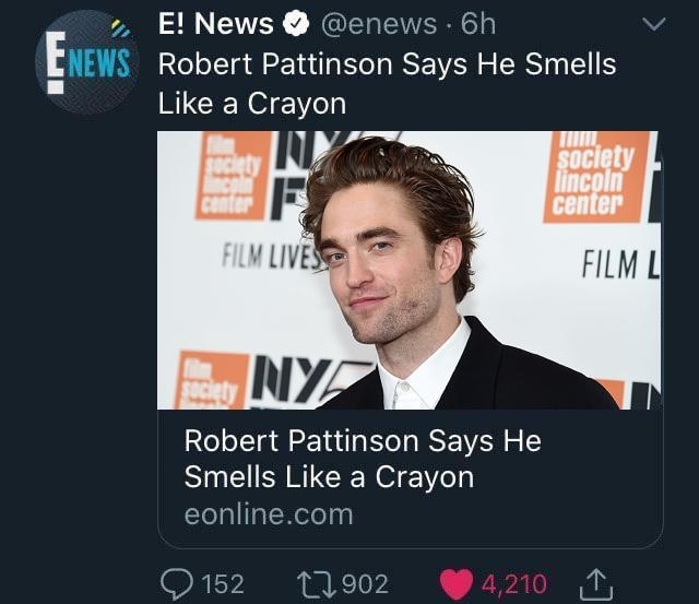 &quot;Robert Pattinson says he smells like a crayon&quot;
