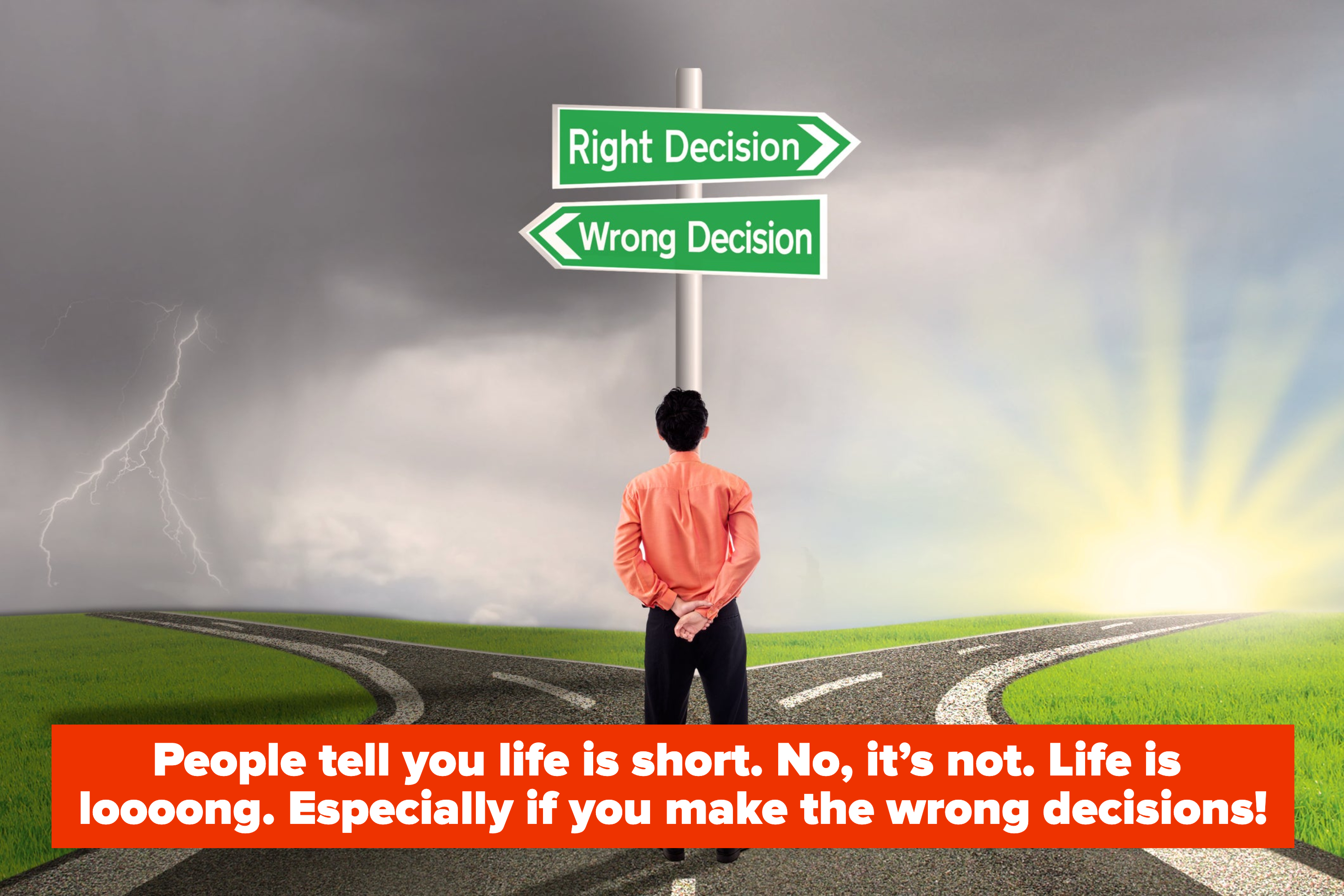 Arrows pointing to the "right decision" and "wrong decision"