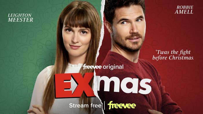 Leighton Meester and Robbie Amell Are Seeing Red in New Holiday Movie EXmas  for  Freevee