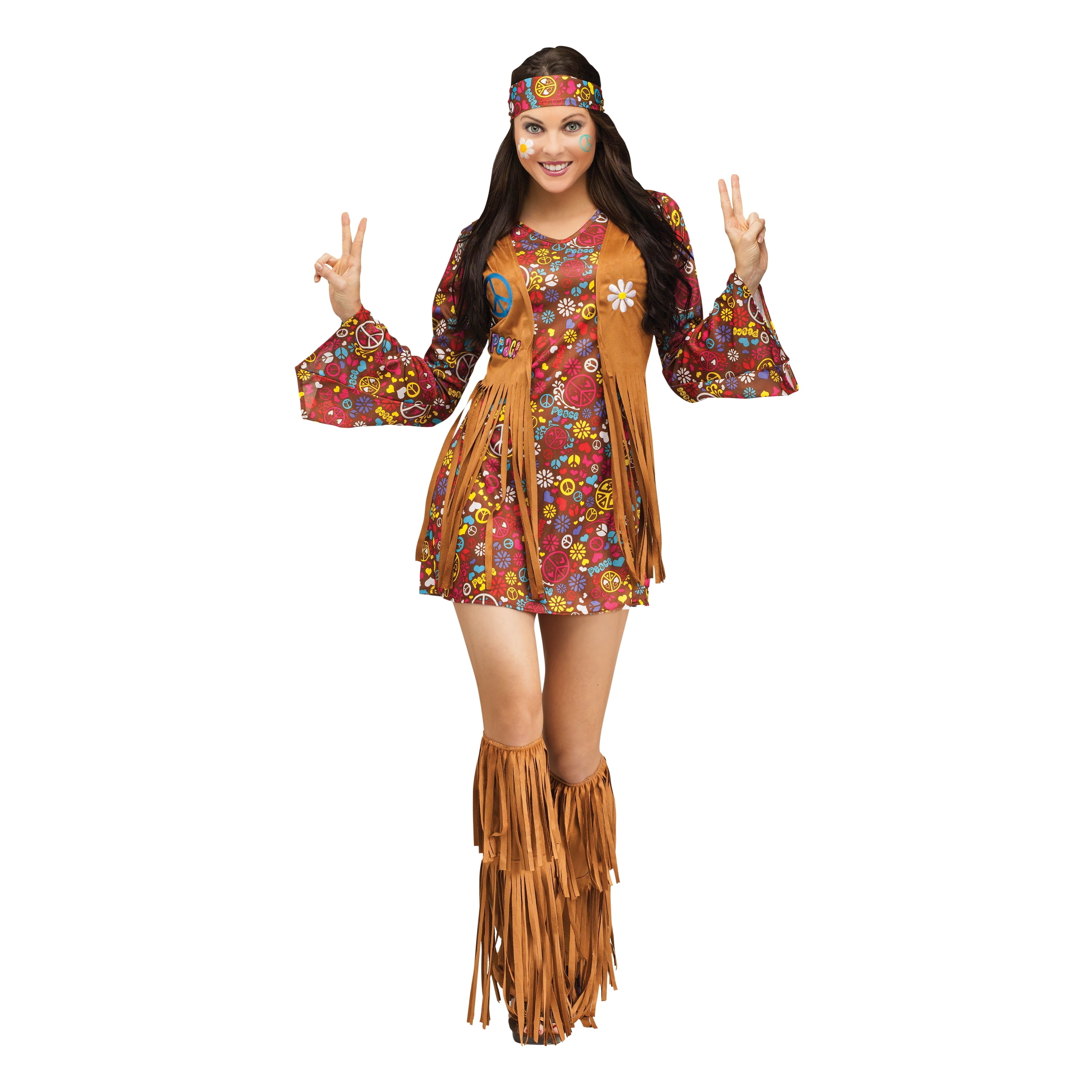 an adult in the hippie costume