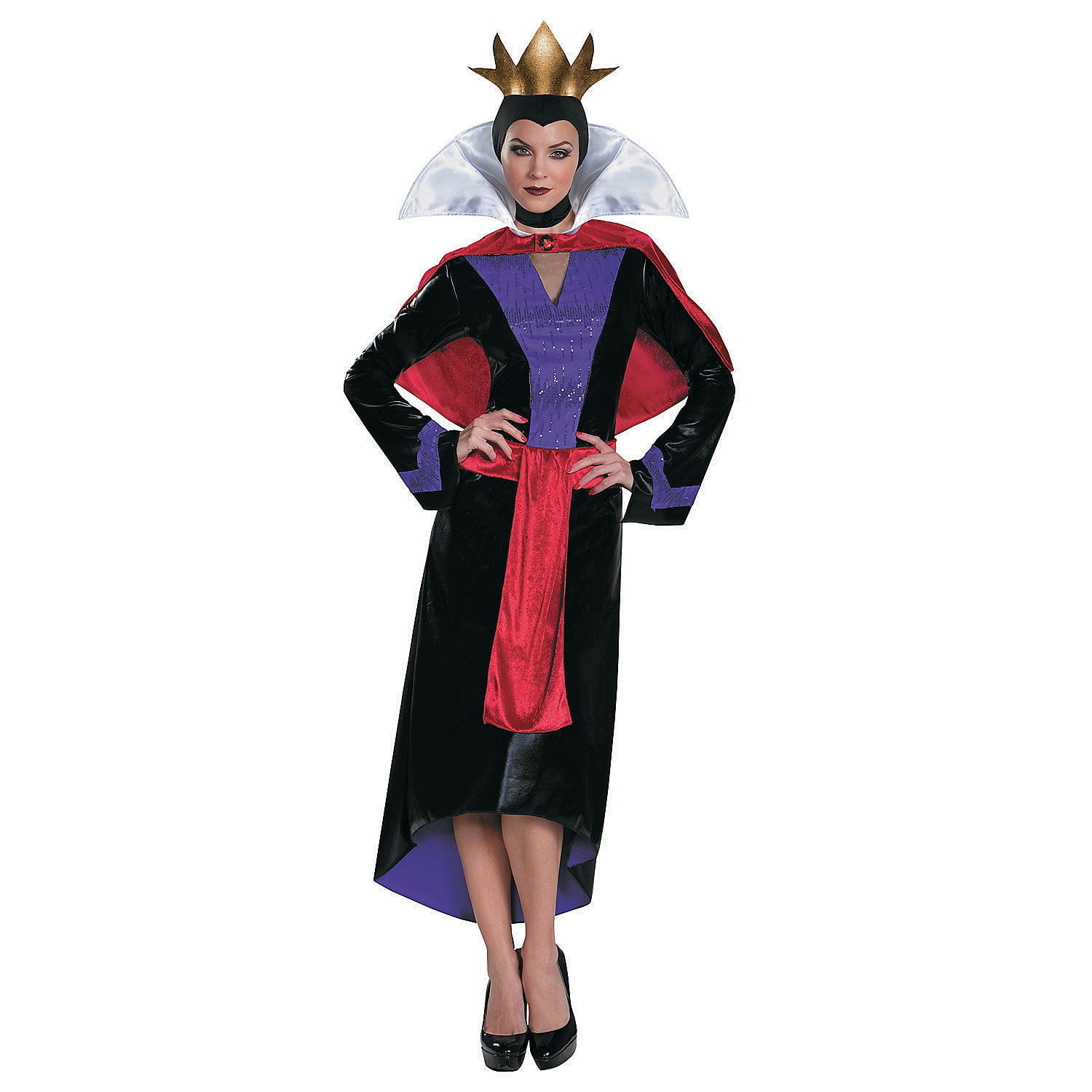 an adult wearing the evil queen costume