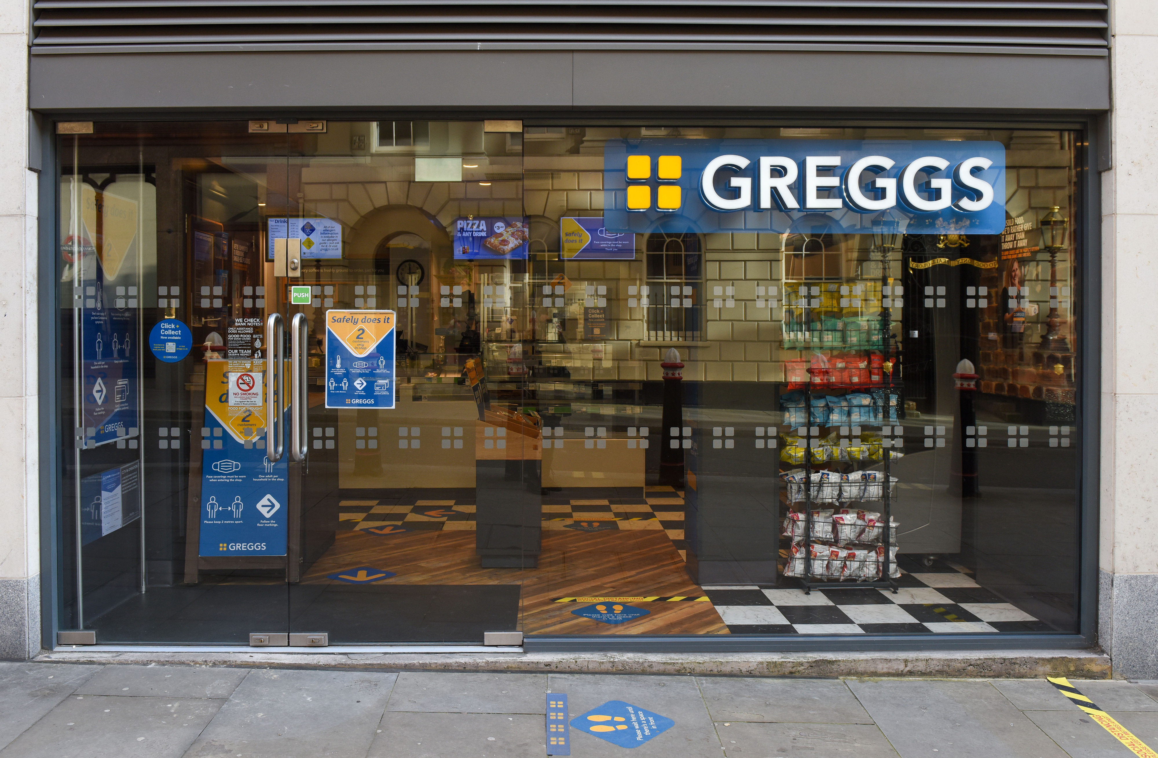 Greggs grocery store in London, UK.