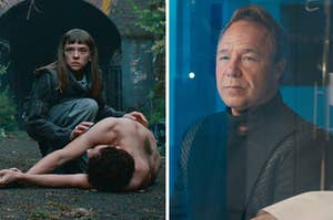 stills from netflix show bodies show Shira Haas as DC Maplewood and Stephen Graham as Elias Mannix