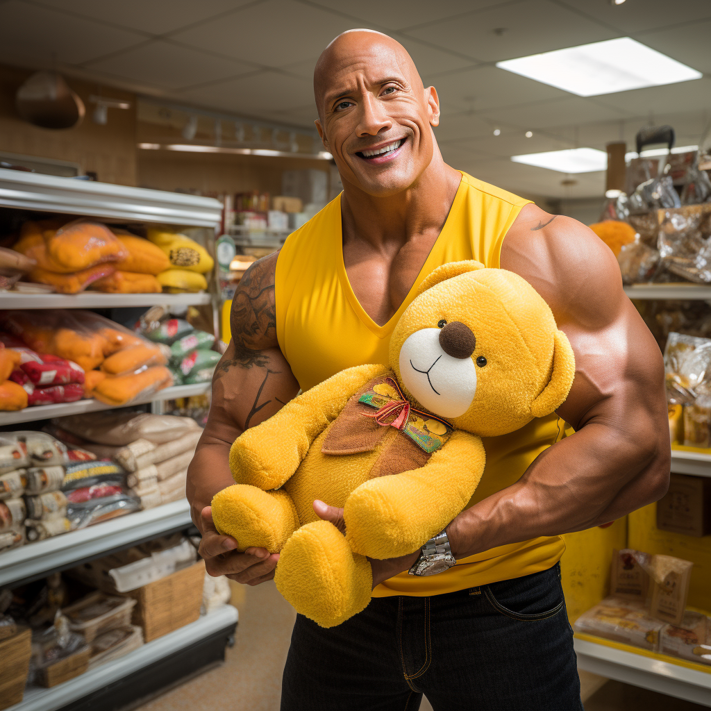 Dwayne "The Rock" Johnson working at Build-A-Bear