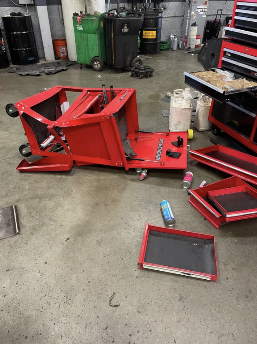 A destroyed toolbox